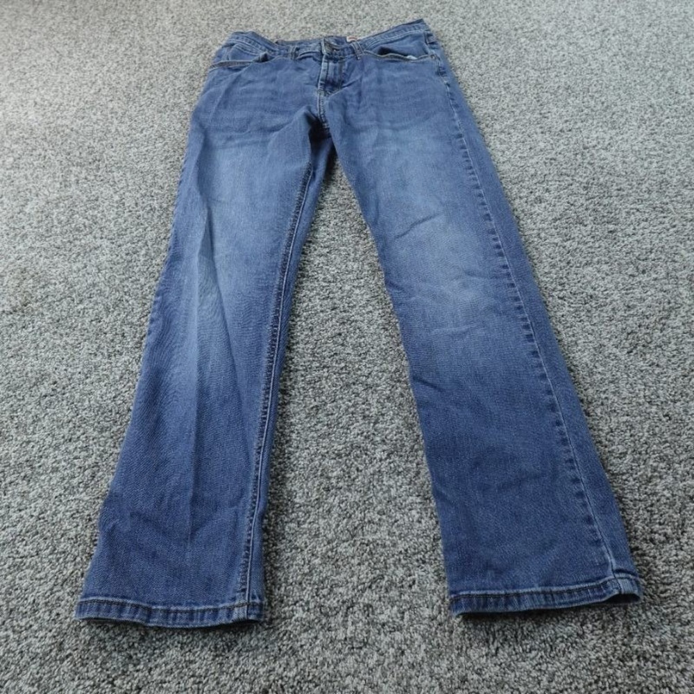Wrangler Jeans Mens 30X30 Dark Blue Denim Pants Slim Western Cowboy Stretch Fade